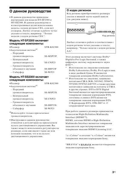 Инструкция Sony HT-SS2300