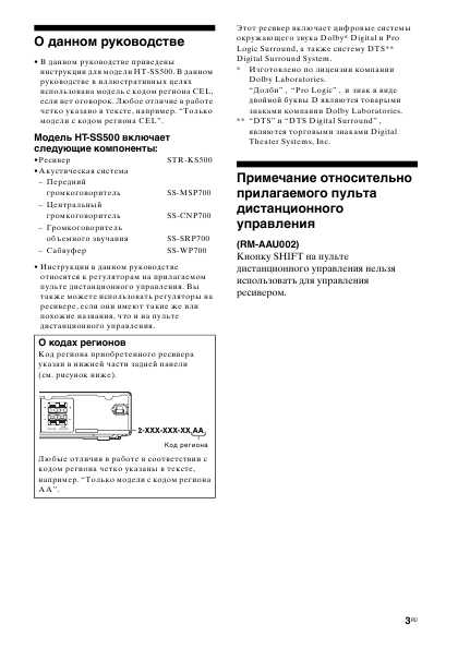Инструкция Sony HT-SS500