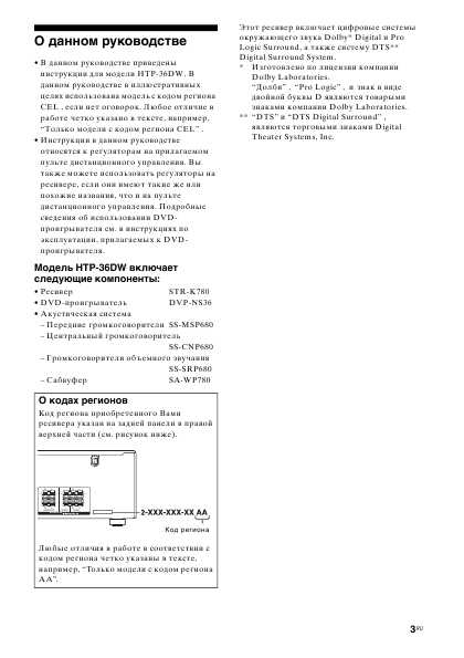 Инструкция Sony HTP-36DW