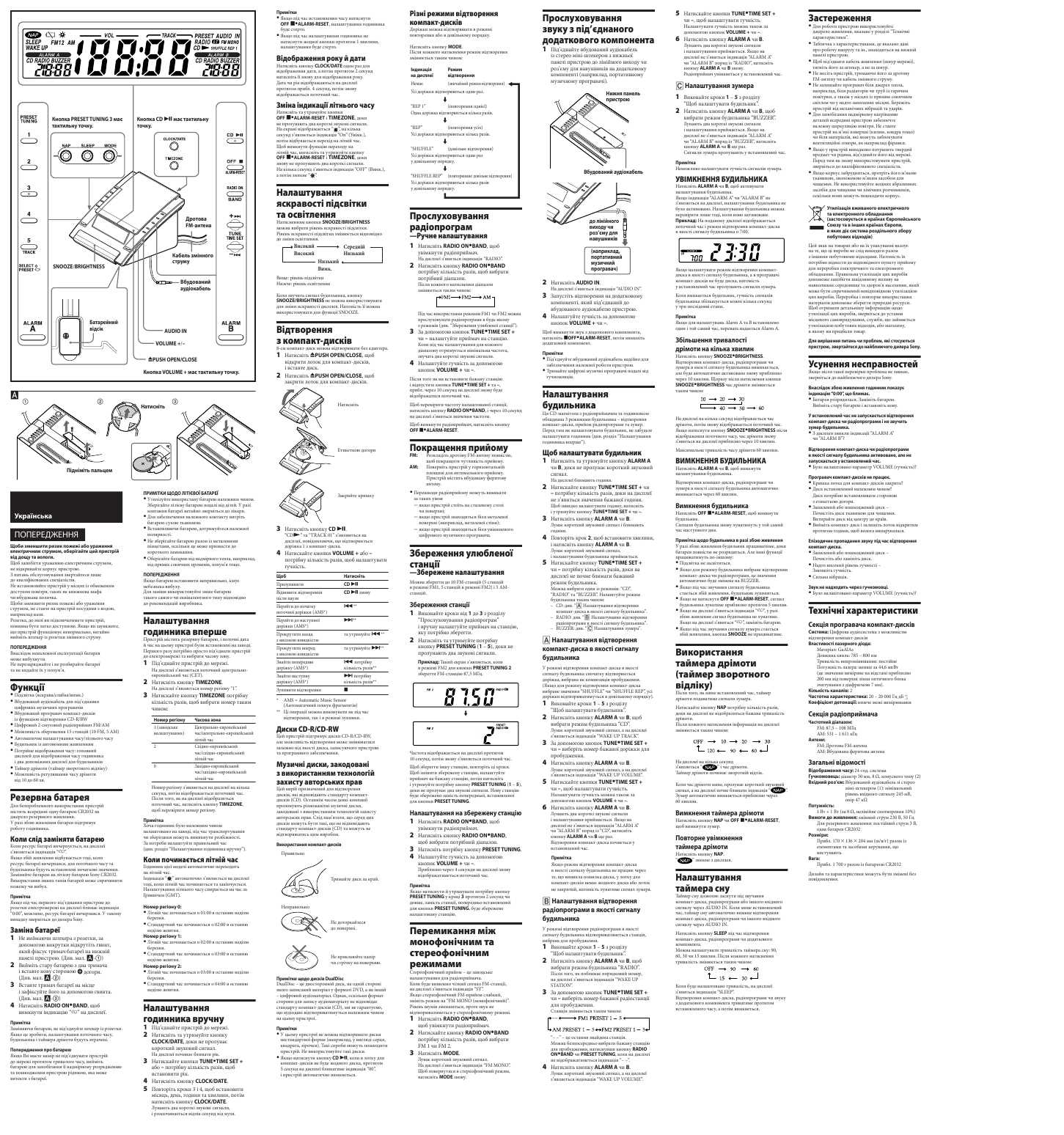 Инструкция Sony ICF-CD7000