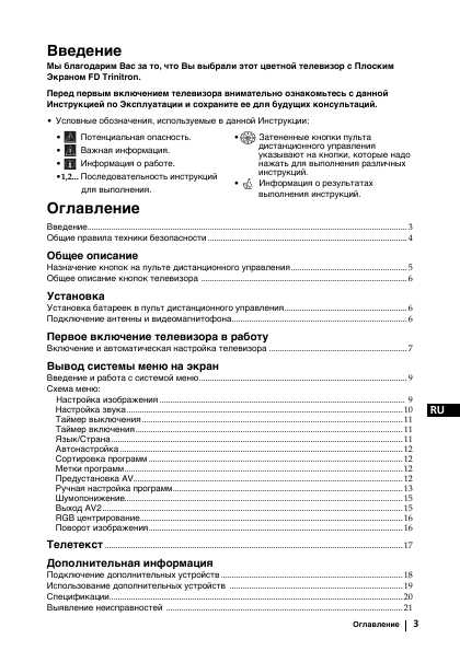 Инструкция Sony KV-21FX30K