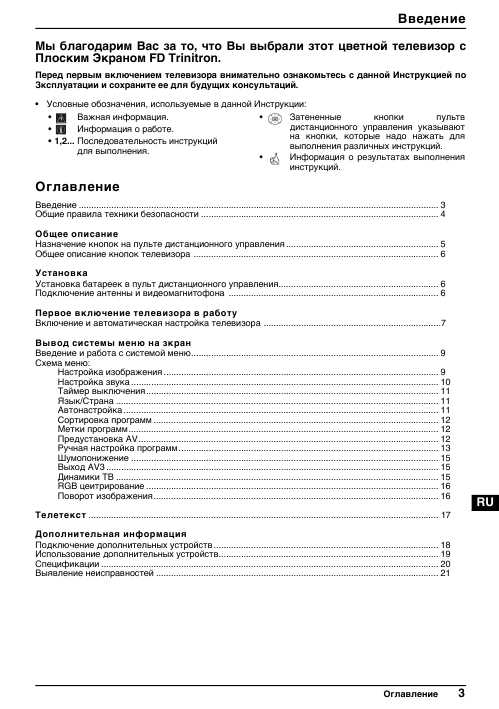 Инструкция Sony KV-29CS60K