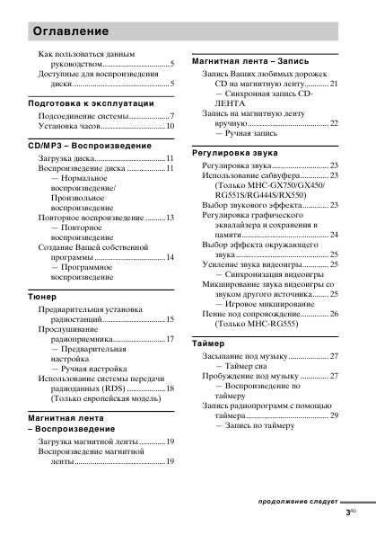 Инструкция Sony MHC-GX250