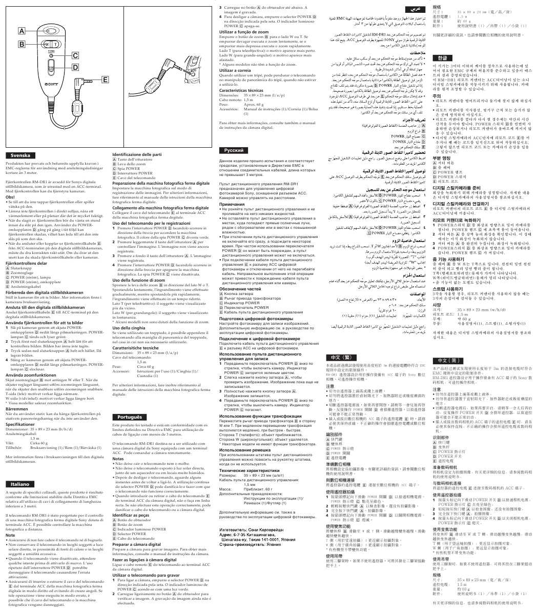 Инструкция Sony RM-DR1