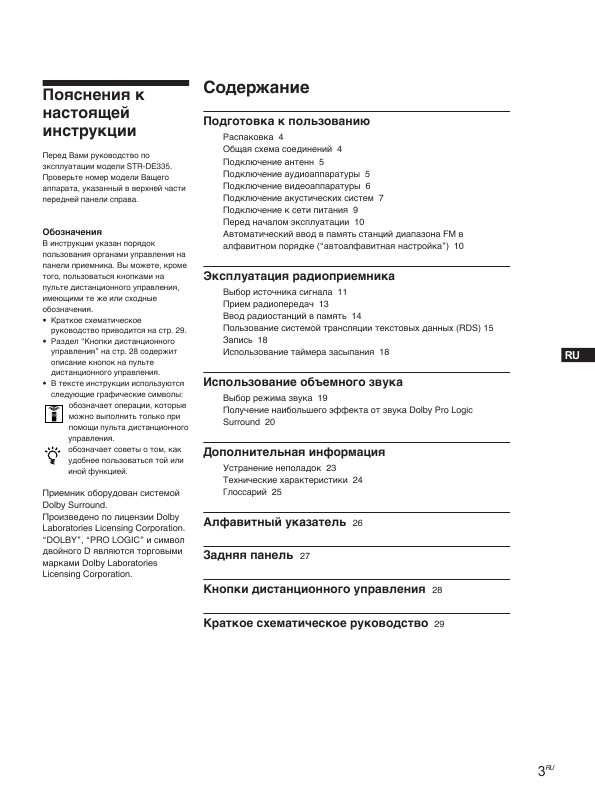Инструкция Sony STR-DE335
