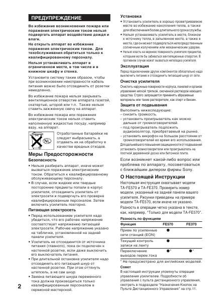 Инструкция Sony TA-FE370