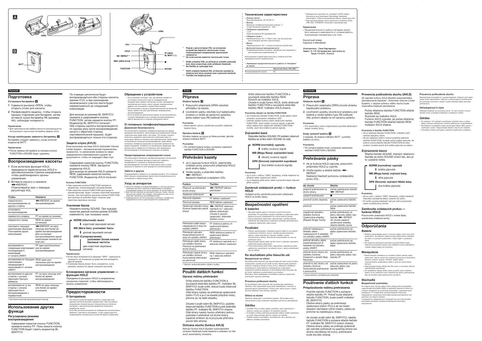 Инструкция Sony WM-EX522