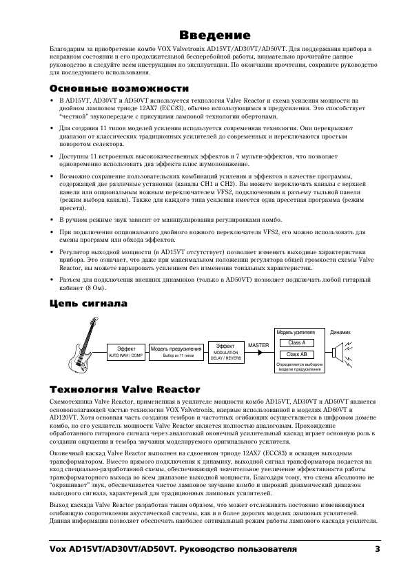 Инструкция VOX AD15VT