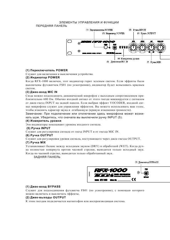 Инструкция ZOOM RFX-1000